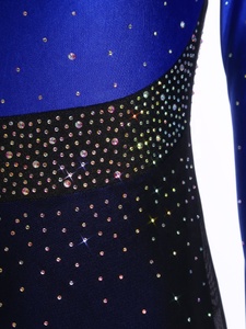 Robe de patinage artistique pour femmes, en maille ornée de strass, manches longues, pour compétition de patinage sur glace, performance sur scène, sur mesure - Product Image 3