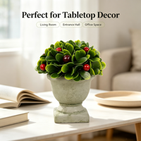 Plante artificielle en pot de 6 pouces, type topiaire en forme de dôme, en buis avec baies, pour urne ou pot de fleurs, en matériau PE écologique, pour extérieur, maison, bureau, table