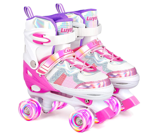 Chaque réglable à <span class=keywords><strong>quatre</strong></span> roues clignotant patins à roulettes en ligne <span class=keywords><strong>pas</strong></span> <span class=keywords><strong>cher</strong></span> garçons filles enfants patins à roulettes en plein air - Product Image 2