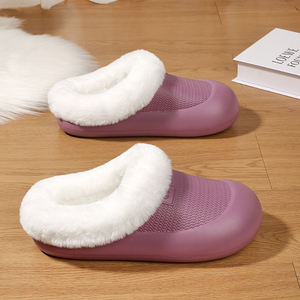 Hombres 2025 Otoño/Invierno interior cálido acogedor casa <span class=keywords><strong>Zapatos</strong></span> nueva llegada de algodón para zapatillas de suela gruesa EVA Slip-On diseño para parejas - Product Image 3