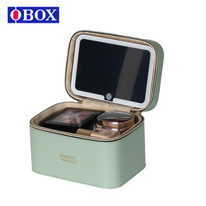 Trousse de Maquillage Portable OBOX avec Miroir, Boîte de Rangement Cosmétique en Velours Côtelé Couleur Unie pour Usage Quotidien Printemps 2025 - Product Image 4