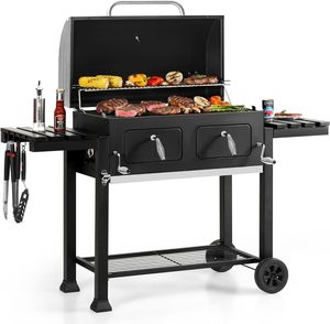 <span class=keywords><strong>Barbecue</strong></span> au <span class=keywords><strong>charbon</strong></span> de bois extra large, robuste, avec <span class=keywords><strong>chariot</strong></span> extérieur, plateaux à <span class=keywords><strong>charbon</strong></span> et table latérale pliable - Product Image 1