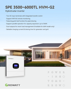 Inversor Solar Híbrido Monofásico Growatt 3.5-5kW DC/AC SPE 3.5-<span class=keywords><strong>5KTL</strong></span> HVM-G2 IP20 24/48V 96.5% Eficiencia Bajo Voltaje Litio - Product Image 5