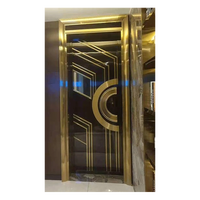 Porte d'entrée principale double en acier noir et or brillant de luxe pour boîte de nuit et bar KTV
