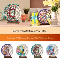 Mandala en bois de style moderne 3D personnalisé Peinture diamantée Calendrier perpétuel Autocollant diamant décoratif créatif pour salon