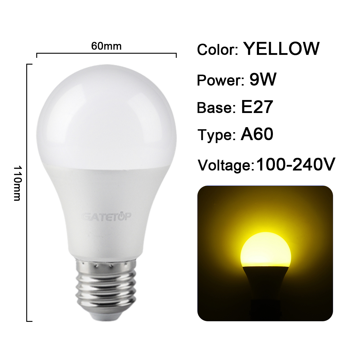 A60 9W E27 Amarillo