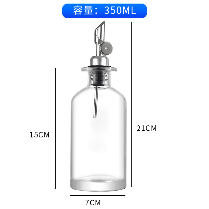 350ml 500Ml  Oil and Vinegar Dispenser with Metal Pour Spout Weighted Pourer Glass Bottle Dispenser for Kitchen Olive Oil Cruet
