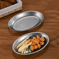 Assiette ovale rétro en acier inoxydable vieilli, plateau de café, plat de barbecue, plat à fondue, plat à snacks doré, plat à poisson vapeur, vente en gros
