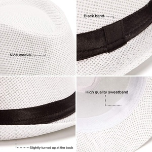Sombrero Fedora de Paja SOLPOP con Decoración de Cinta Personalizada para Hombre y Mujer, Estilo Trilby, para Fiesta, Gorra Panamá de Ala Corta Estilo Años 20 - Product Image 2