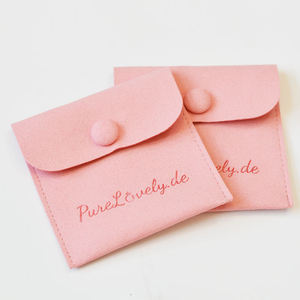 Pochette à bijoux en microfibre INFFY avec logo personnalisé imprimé, 9x10cm, petite enveloppe, sac à boucles pour boucles d'oreilles et colliers, pochette à cordon recyclable avec rabat - Product Image 2