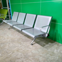 Chaises d'attente modernes en acier inoxydable à 4 places avec accoudoirs - Bänches pour aéroport, salle de sport, centre commercial et école - Garantie de 2 ans - Usage commercial