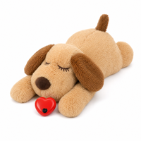 Jouet Confort Cœur Battant pour Chiens - Compagnon Anti-Anxiété en Peluche avec Battements de Cœur Réels Gauche-Droite, Fermeture Éclair Discrète au Ventre