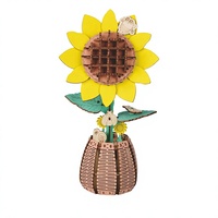 Décorations florales en bois faites à la main, ornements en bois DIY, art vintage pour la maison, accessoires de décoration murale et de bureau