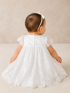 Robe élégante pour bébé fille, brodée de fleurs, légère, avec une silhouette volumineuse, pour les occasions spéciales - Product Image 6