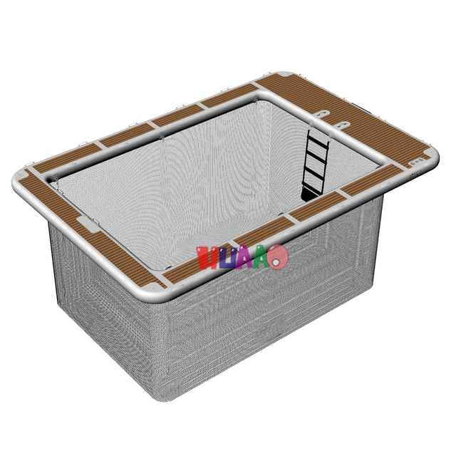 Teak EVA Anti-Jellyfish Protective Enclosure Inflatable Floating Water Amusement Facilities 5x3m 20cm Thick 100-500kg Capacity