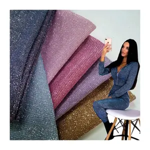 Glitter metallic fabric material supplier lame knitted pink glitter fabric for clothes textile with glitter clothing fabric