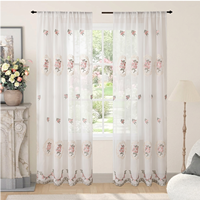 COSENNATUR Rideaux Voilages Floraux Brodés Élégants Filtrant la Lumière pour Salon et Chambre à Coucher