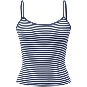 FOXA Women's Striped Tank <b>Top</b> Sleeveless Spaghetti Strap Crop <b>Top</b> Slim Fit Summer <b>Cami</b> Knitted Cotton Breathable - Product Image 5