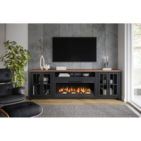 Meuble de salon multifonctionnel en bois avec foyer et meuble TV pour téléviseurs jusqu'à 100 pouces, finition bicolore – Offre Spéciale