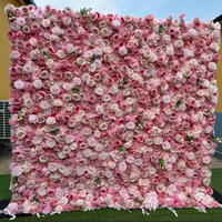 Dinding Bunga Sutra 3D Pink Buatan Tangan Populer, Tahan Air, Latar Belakang Bunga Artifisial untuk Pernikahan dan Perayaan Hari Ibu