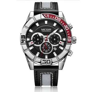 MEGIR 2066G Orologio Classico Elegante Personalizzabile Vendita all'Ingrosso Nuova Collezione <span class=keywords><strong>Orologi</strong></span> al Quarzo da <span class=keywords><strong>Uomo</strong></span> con Cinturino <span class=keywords><strong>in</strong></span> Vera Pelle - Product Image 1