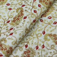 Tissu en soie brute poly premium SHIKHA FAB, léger, tissé, séchage rapide, respirant, motif géométrique floral abstrait, textile de maison