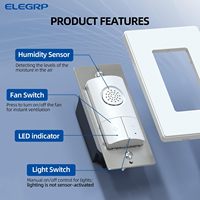 Interrupteur de capteur d'humidité ELEGRP monopolaire à double fonction avec contrôle de la lumière, pour l'automatisation de la ventilation des salles de bain