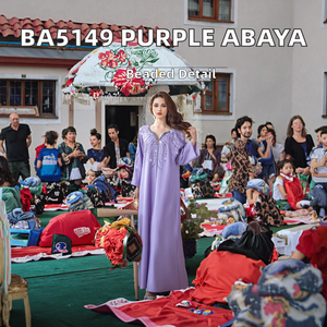 Ba5149 New Berry <b>Purple</b> <b>Women's</b> Abaya Heavy Industry Hand-Sewn Rhinestone <b>Dress</b> Made Polyester <b>for</b> Spring Arabian Robe Foreign - Product Image 2