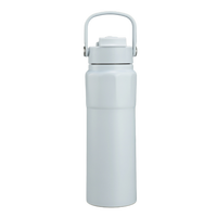 Bouteille d'eau isotherme en acier inoxydable 750 ml avec couvercle 2-en-1 à paille et bec verseur, isolation froide 6-12 heures, anti-fuite, pour le camping