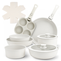 Ensemble d'ustensiles de cuisine antiadhésifs, avec poignée amovible empilable, comprenant une marmite pour bébé et une poêle à fond plat, idéal pour la cuisine de camping-car