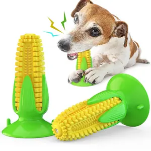 Fabrika toptan mısır vantuz kauçuk köpek cızırtılı oyuncak çiğnemek agresif Chewers için