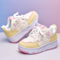 Chaussures à roulettes 4 roues, marche et patinage 2 en 1, baskets à roues rétractables, chaussures de sport décontractées, taille 28-38