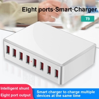 Chargeur rapide multi-ports USB2.0 8 ports 50W 5V en gros, station de charge de bureau pour ordinateur portable/téléphone/tablette/montre/écouteurs