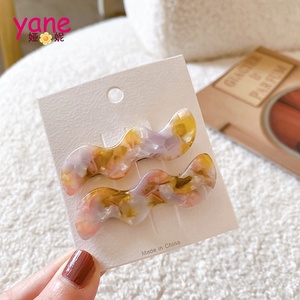 YANE Ensemble de pinces à franges rétro pour femmes <span class=keywords><strong>Barrette</strong></span> à cheveux en acétate multicolore Vagues Métal et tissu durables - Product Image 5