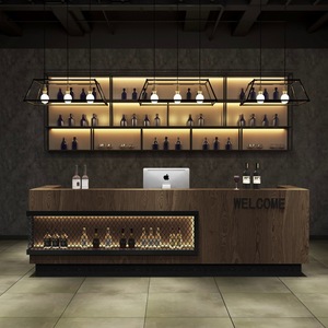Comptoir de bar de style industriel rétro personnalisé pour la plantation printanière, bureau de réception écologique, caisse pour hôtel, boutique, bar, salon - Product Image 4