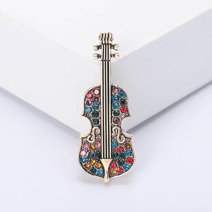 Broches Violon en Émail et Strass de Luxe pour Femme, Bijoux Fantaisie Élégants, Épingles de Vêtement, Badges d'Équipement Musical, Cadeaux pour Amies - Product Image 3