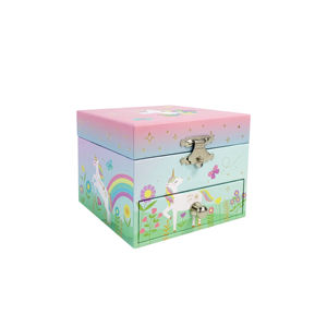 Caja Musical de Madera MDF de Alta Calidad con Diseño de Caballo Arcoíris y Estampado Dorado con Espejo para Regalos de Cumpleaños, Venta al por Mayor de Yiyu - Product Image 3