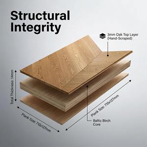 Suelo de Roble Termotratado con Diseño de Espina de Pescado de 690x127 mm, Capa de Seguridad, Diseño Ecológico para Centros de Aprendizaje, Uso en Exteriores y Salas de Estar - Product Image 3