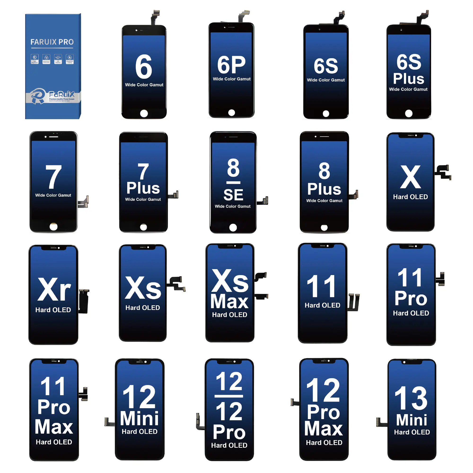 Tela de toque LCD para reparo de peças sobressalentes de celular, tela de fábrica de 6-11h para iPhone 5 a 11pro max