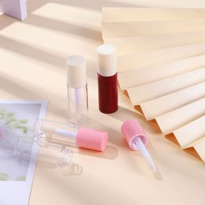Cylindrical Transparent <b>Lip</b> Gloss Tube 10ml With Large Brush Head Empty Cosmetic Packaging Plastic Material - Product Image 2