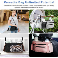 Sac de rangement multifonctionnel suspendu pour poussette, en tissu Oxford, avec fermeture éclair, pour biberons et accessoires de bébé