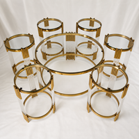Table basse en verre de luxe moderne, table d'appoint ronde en acier inoxydable, mobilier minimaliste pour petit salon