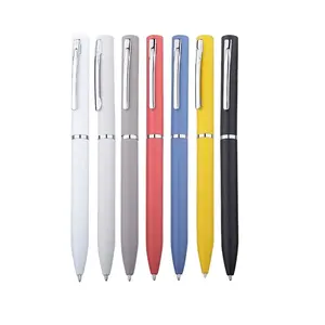 Twistable white red metallic metal promotional and cheap price aluminum ballpoint ball pens