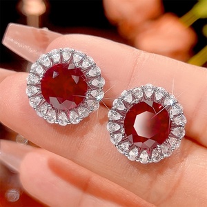 Wholesale Eco-friendly Copper Leather <b>Bracelet</b> Women <b>Set</b> 16-10mm Red Zircon High-grade Daily Matching Jewelry <b>Set</b> - Product Image 5