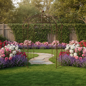 Arche décorative en <span class=keywords><strong>fer</strong></span> <span class=keywords><strong>forgé</strong></span> noir de style industriel français, robuste, en forme de cage à oiseaux, pour mariage et plantes grimpantes - Product Image 3