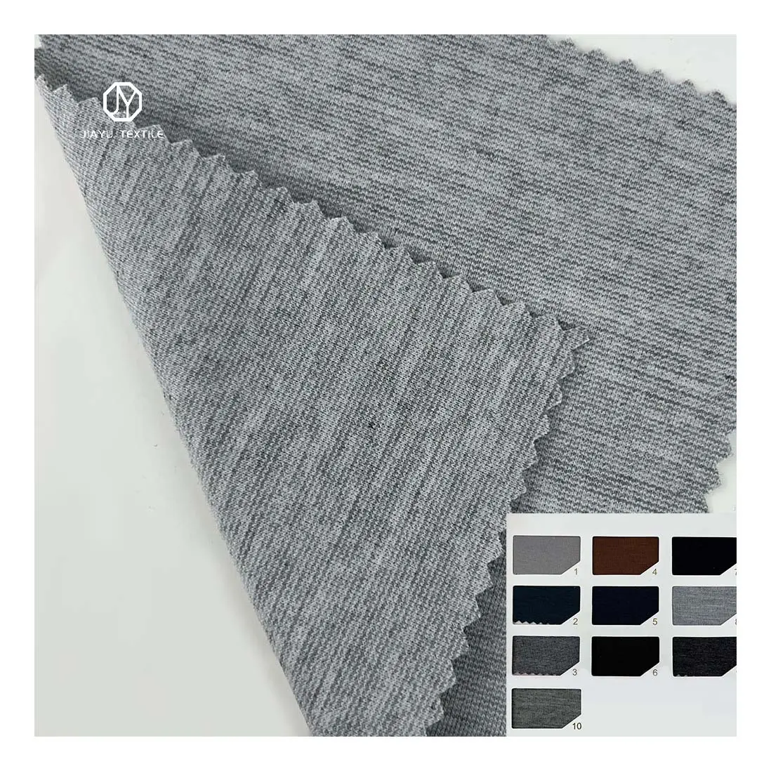 Uangzhou-tela teñida de 280g para italiano, tejido gris de punto 65 rayón 30 poliéster 5 spandex