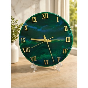 Horloge en résine époxy de qualité supérieure avec design vague océanique, décoration murale artisanale pour salon, chambre et bureau, en vente - Product Image 1