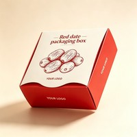 Boîte d'emballage personnalisée biodégradable pour dattes rouges, noix, pistaches, fruits secs, boîte cadeau en papier pour aliments