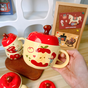 Taza <span class=keywords><strong>de</strong></span> manzana Taza <span class=keywords><strong>de</strong></span> cerámica americana encantadora Taza <span class=keywords><strong>de</strong></span> agua roja <span class=keywords><strong>de</strong></span> alto nivel <span class=keywords><strong>de</strong></span> apariencia para niñas con regalo <span class=keywords><strong>de</strong></span> mano con tapa taza <span class=keywords><strong>de</strong></span> café - Product Image 5