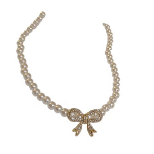 Pearl Necklace Bowknot Choker Gold Silver Beads Party Daily Wear Fashion Jewelry Accessory - Product Image 5